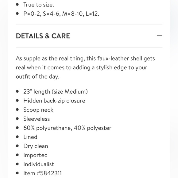 THOERY**Vegan Leather Black Top***US P (0-2)***$255 - Picture 6 of 6